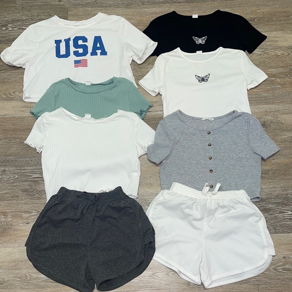 SHEIN 8 piece bundle tops and shorts size 11-12